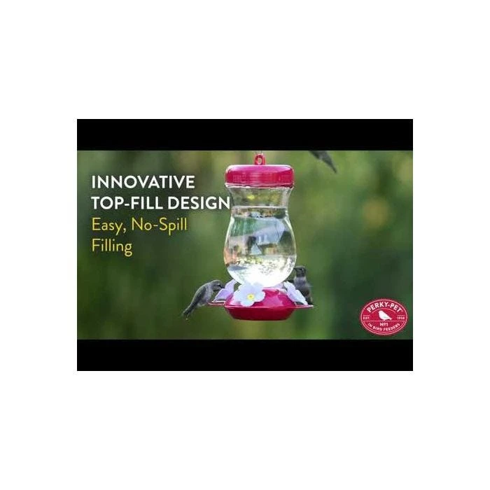 Perky-PetĀ® Pink Top-Fill Glass Hummingbird Feeder - Image 2