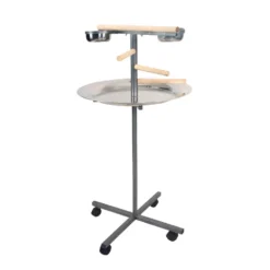 Round Play Stand With Wooden Steps - Black (24"x24"x45")