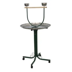 T-Stand With Casters And Stainless Steel Dishes - Black (28"x28"x53")