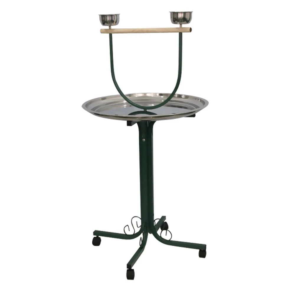 T-Stand With Casters And Stainless Steel Dishes - Black (28"x28"x53")